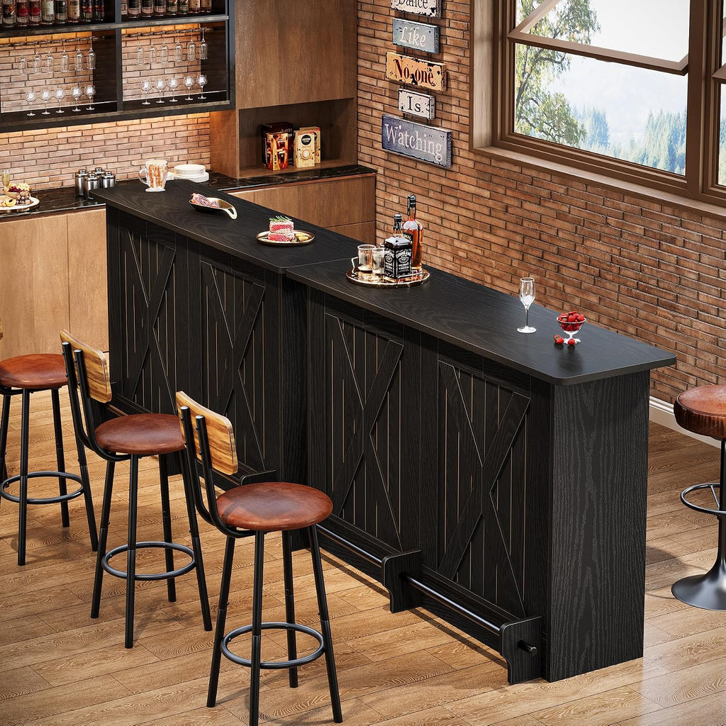 Tribesigns 63'' Bar Table, 2-Tier Bar Cabinet Pub Table with Footrest