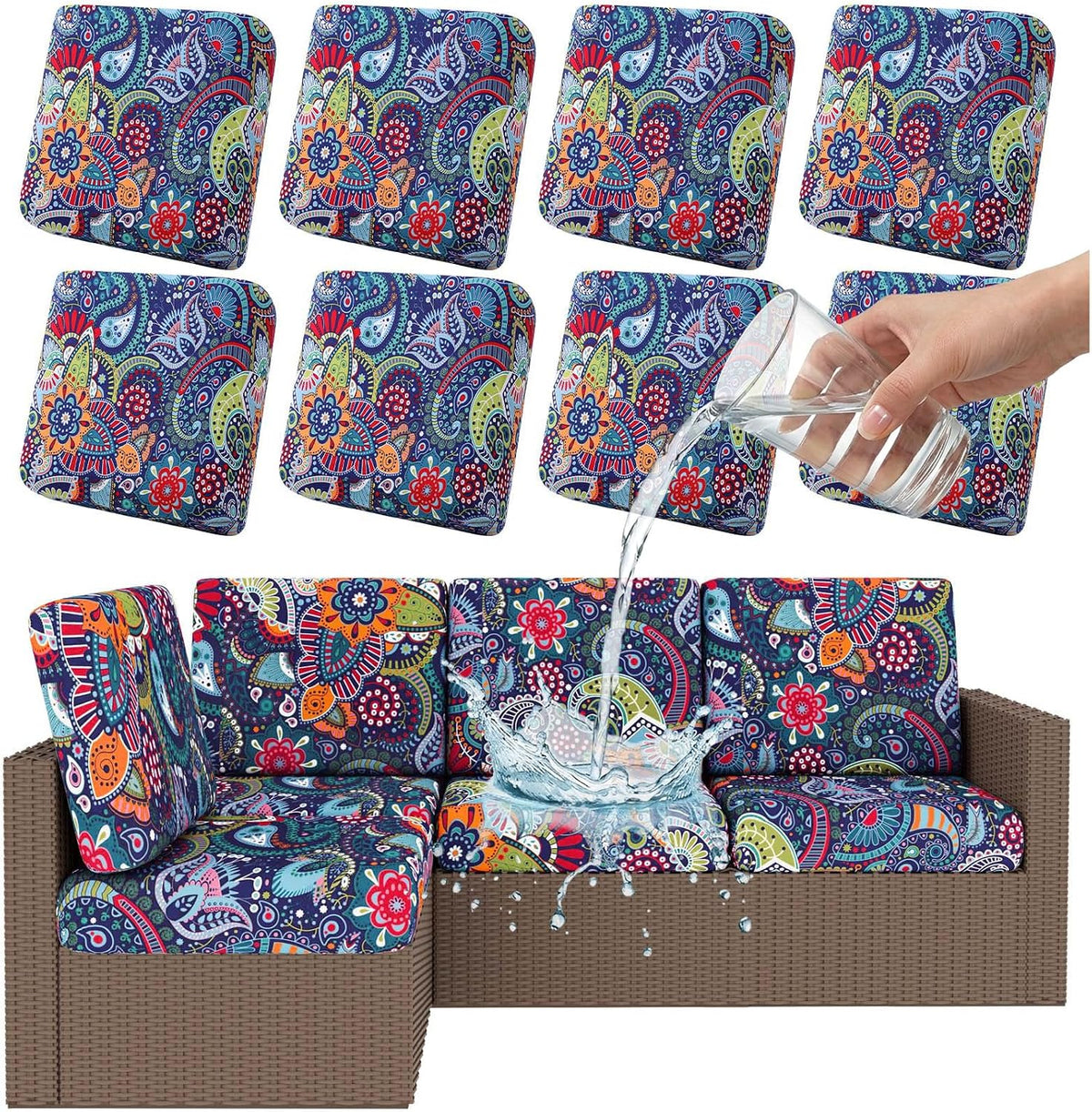 Smiry Waterproof Patio Cushion Covers, Stretch Outdoor Furniture Covers