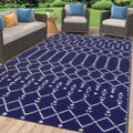 Smiry Outdoor Rug 5x8 ft Waterproof Reversible Boho Mat, Navy