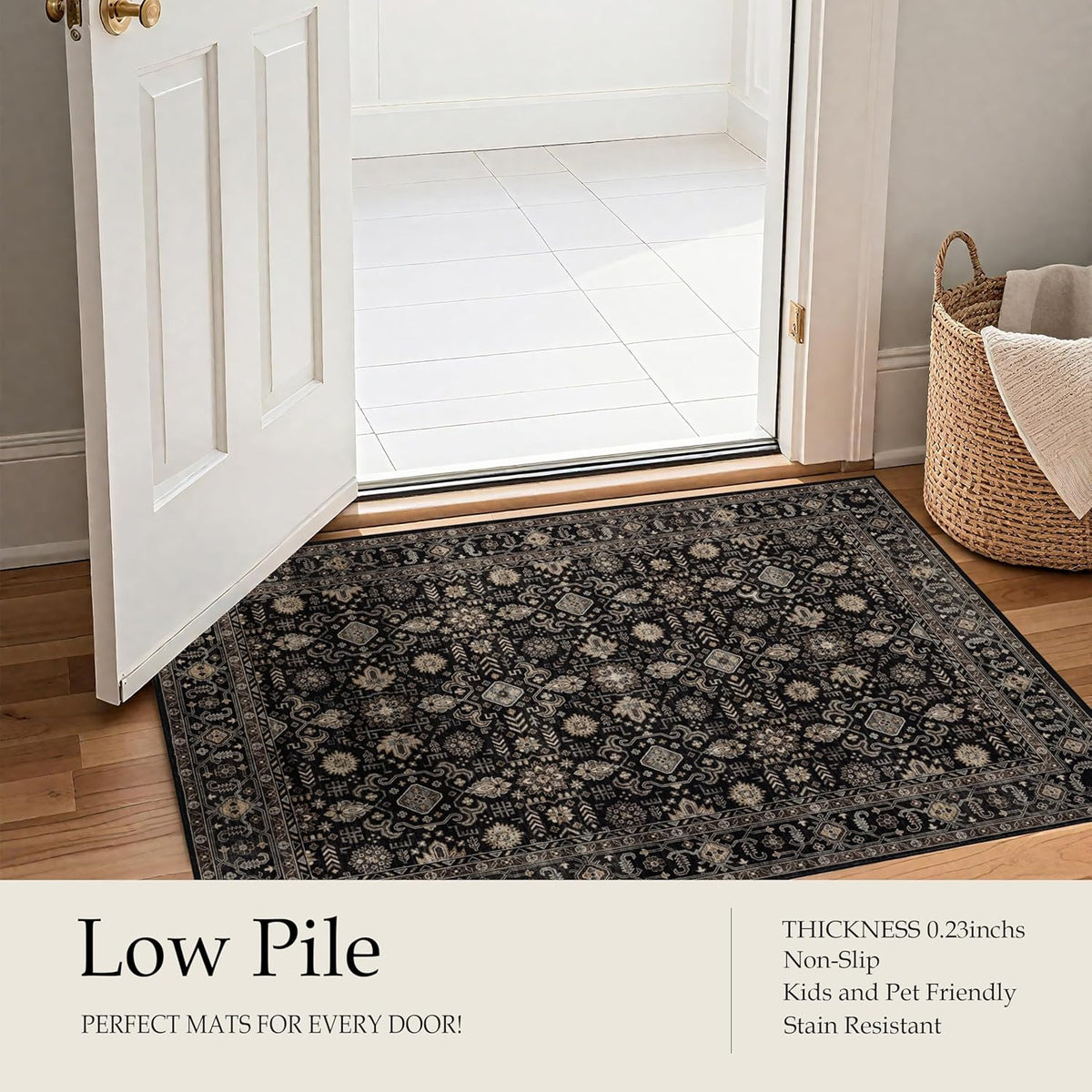Ruaruarug Washable Area Rug 10×14 for Living Room, Ultra Soft, Black Gold