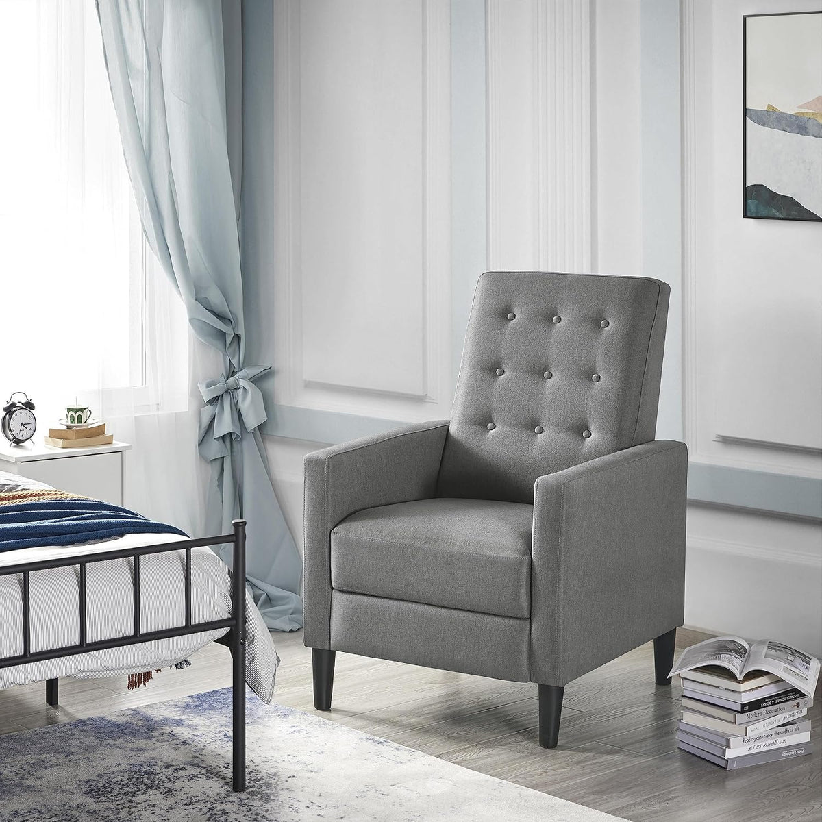 Yaheetech Fabric Recliner Chair Tufted Upholstered Single Sofa Gray