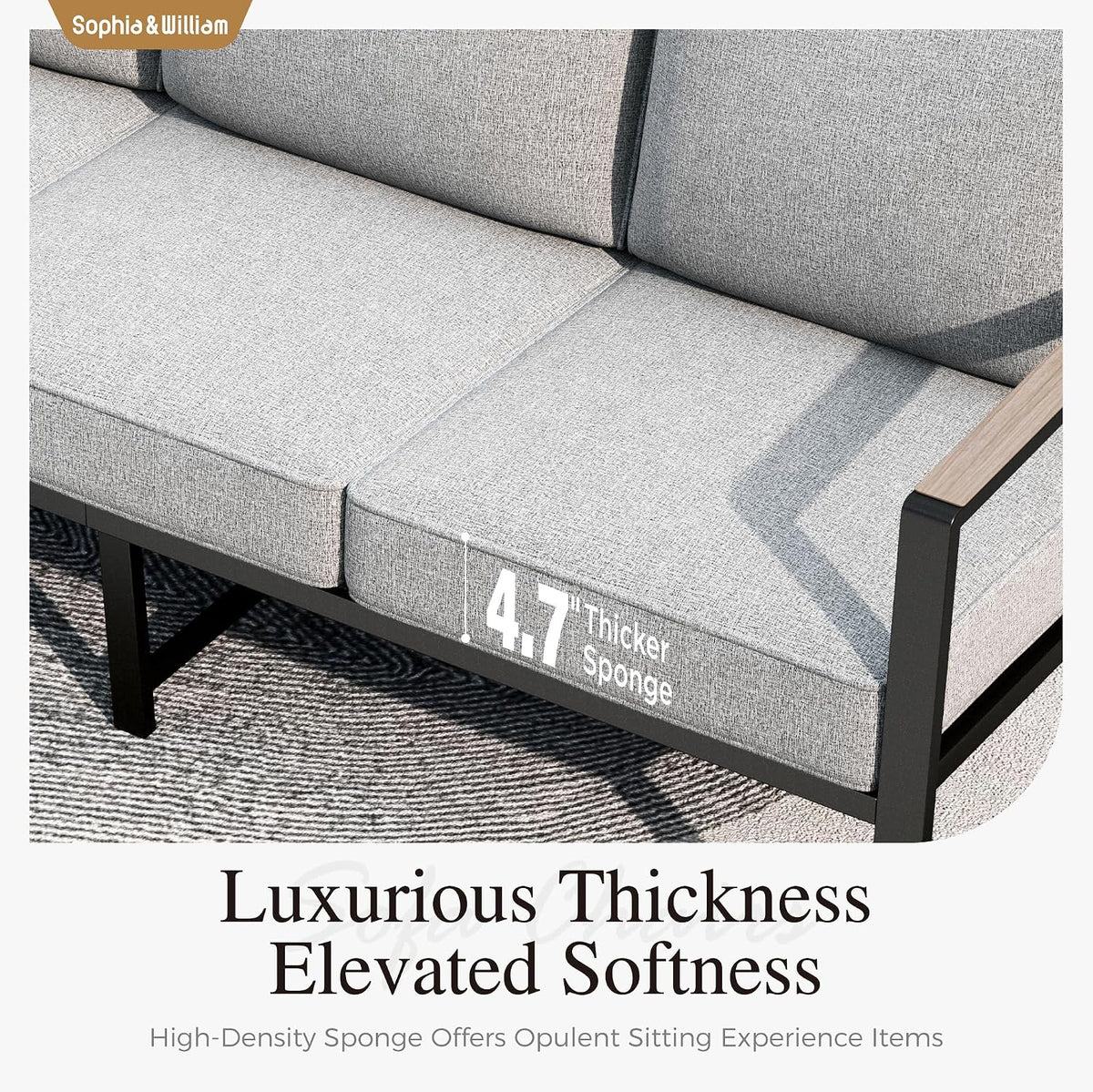 Sophia & William 4-Piece Modern Patio Furniture Set, Grey Cushion