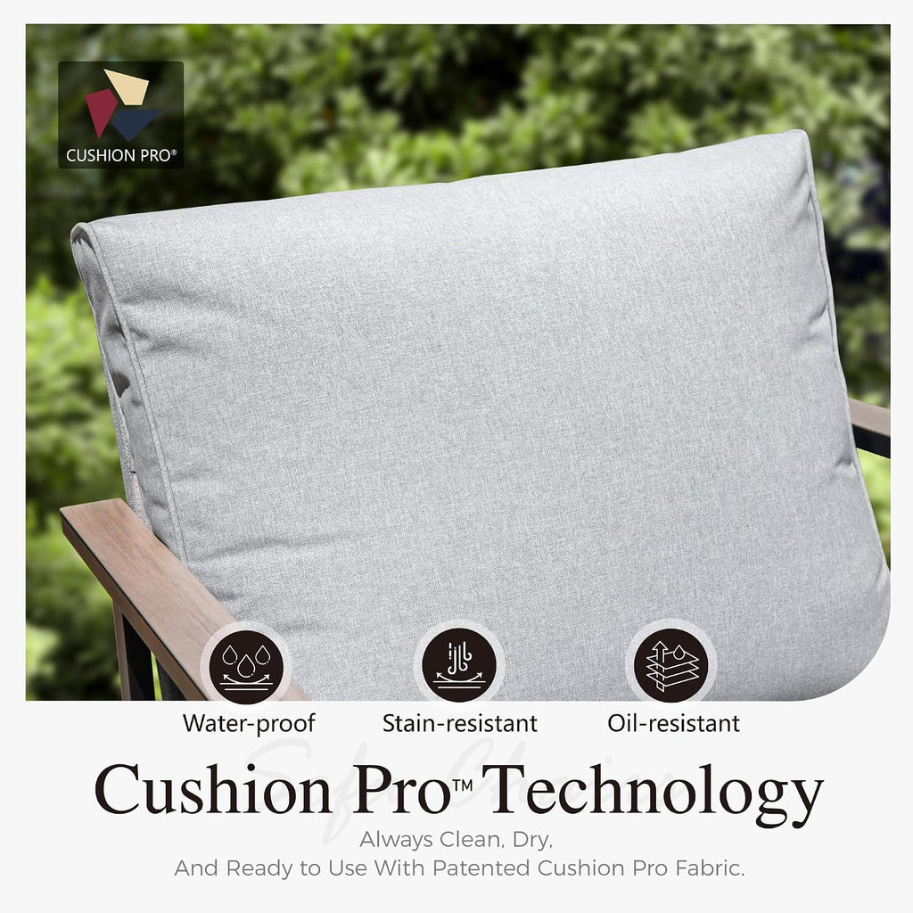 Sophia & William 4-Piece Modern Patio Furniture Set, Grey Cushion