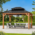 Modern Shade Wood Gazebo 11x13 with Double Galvanized Steel Roof