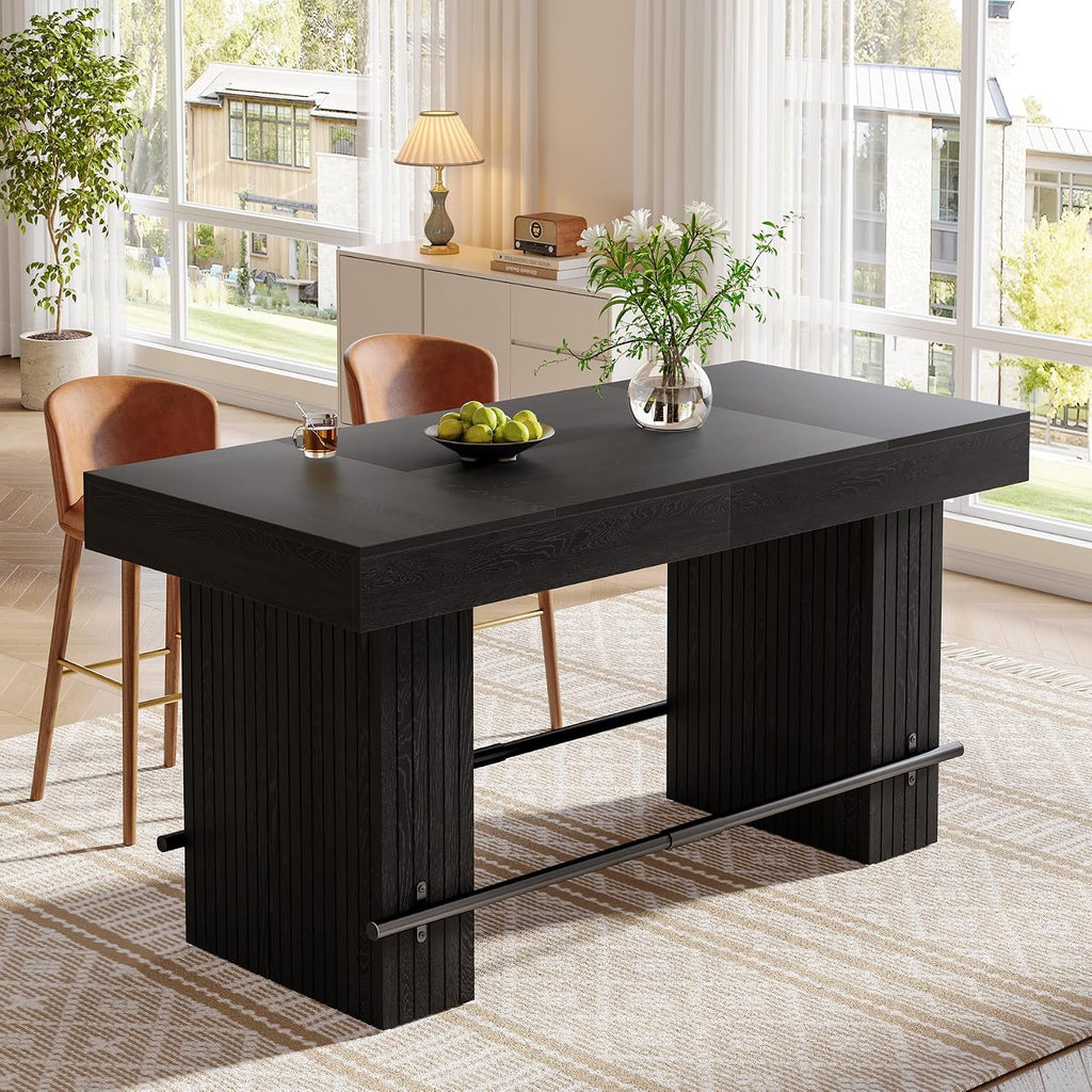 tribesigns 62.2" tall dining table for 4-6, counter, close-up detail