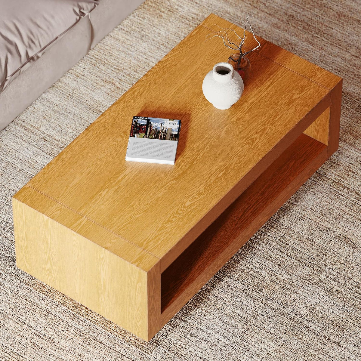 Maven Lane Artemis Coffee Table, Natural Solid Wood, 18"