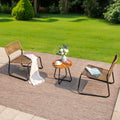 MFSTUDIO 3 Piece Wood and Rattan Patio Bistro Set, Yellow-Brown