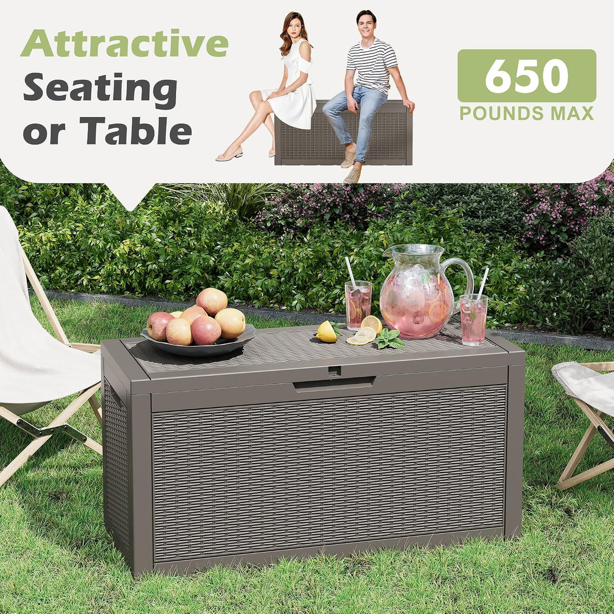 Outdoor Storage Box Waterproof, 75 Gallon Deck Box for Patio Storage