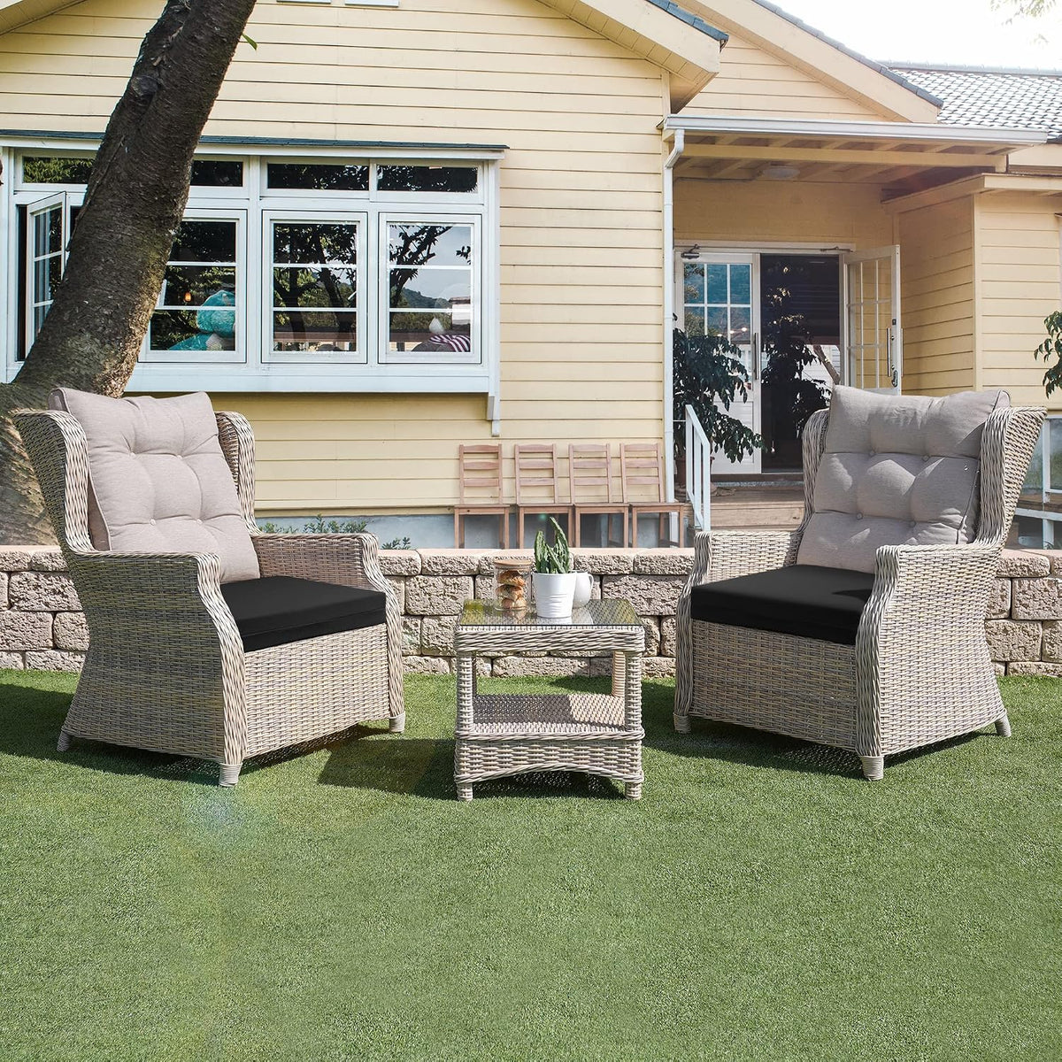 Outdoor Chair Cushions, Set of 4, 24"*24"*4", Water Resistant, Black