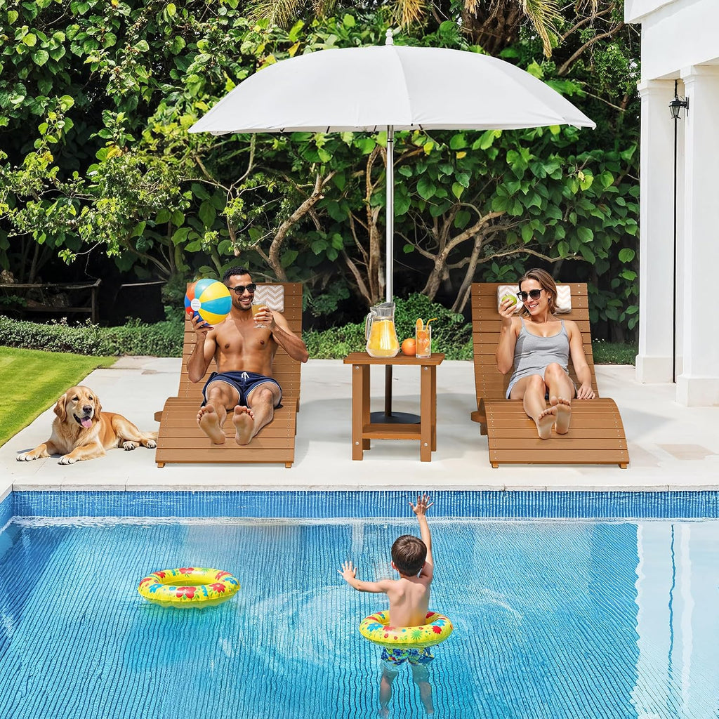 Folding Pool Lounge Chairs, Pre-Assembled for 8-Inch Depth