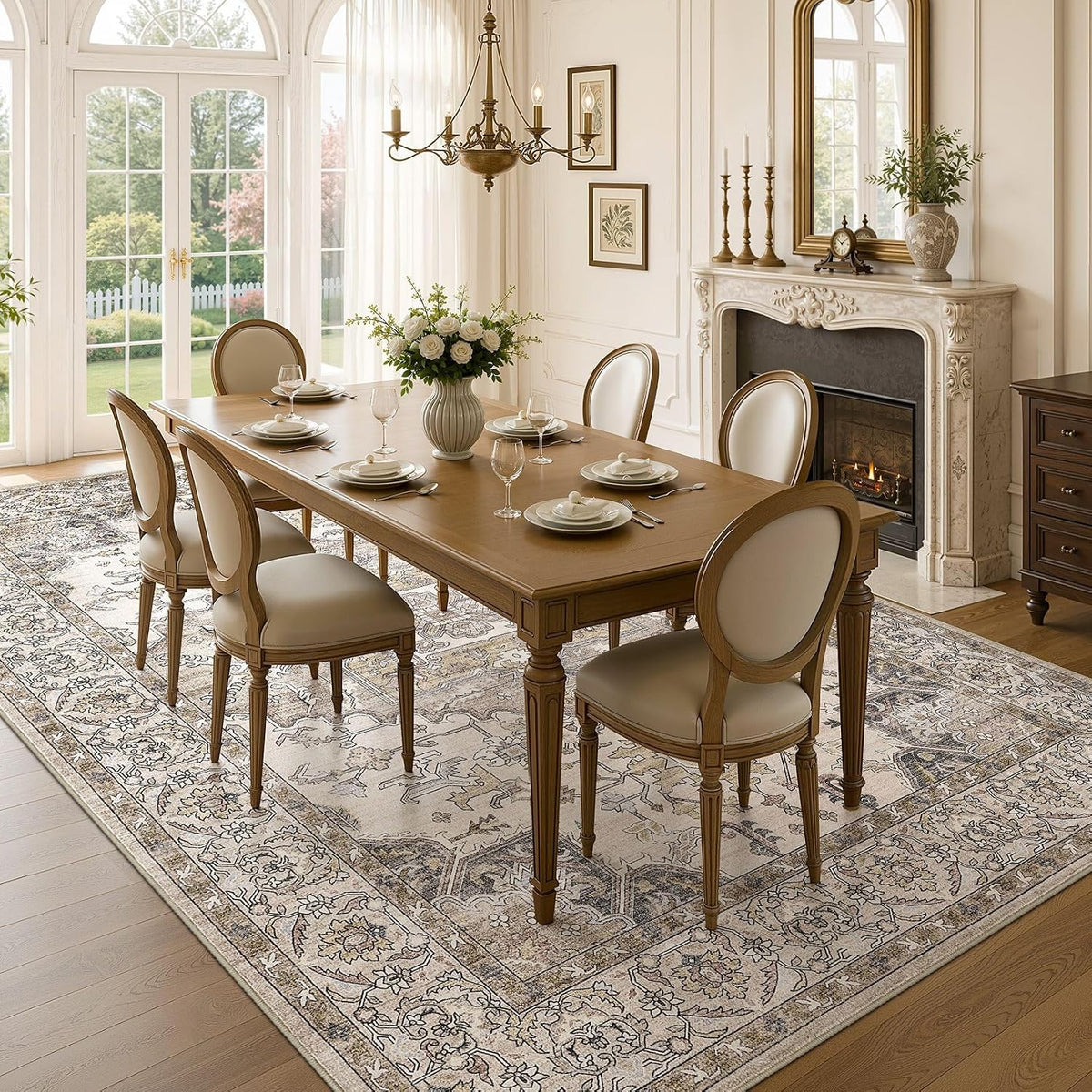 8x10 Area Rugs for Living Room: Washable Soft Brown Neutral Rug