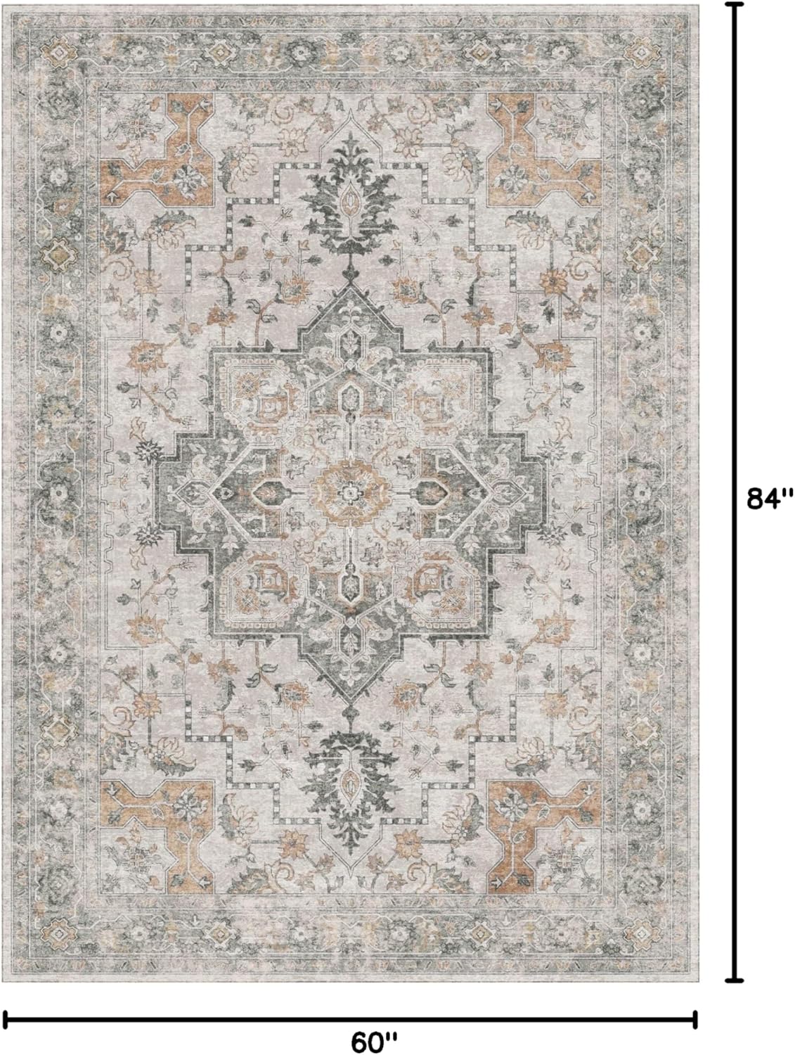 GENIMO 5x7 Washable Area Rugs for Living Room, Non Slip, Light Taupe Brown