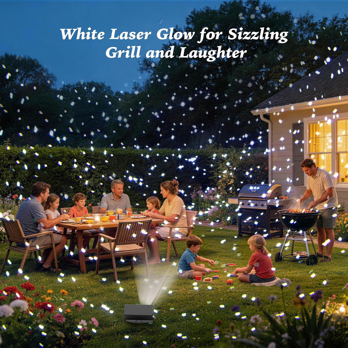 AIRIVO Outdoor Laser Lights Projector, White Laser Fairy Lights Projector, Christmas Snowflake Projector 3 Lighting Modes with Remote Control,Holiday Halloween Decor for Home,Garden, Trees,White Laser
