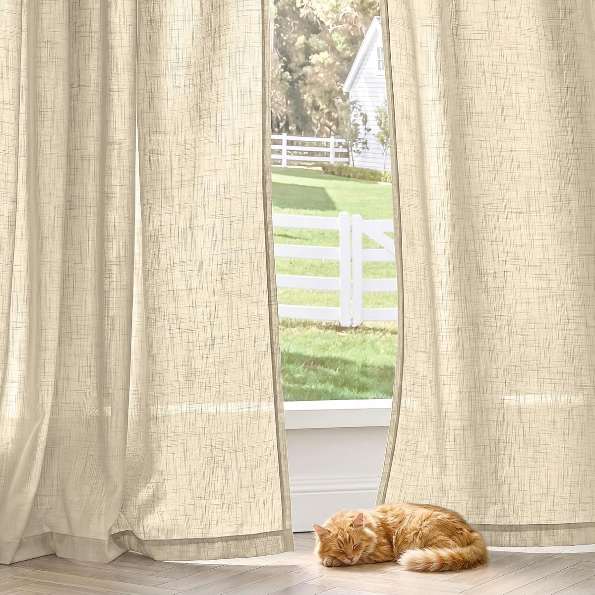 jinchan Taupe Semi Sheer Curtains Light Filtering 84 Inches Long 2 Panels