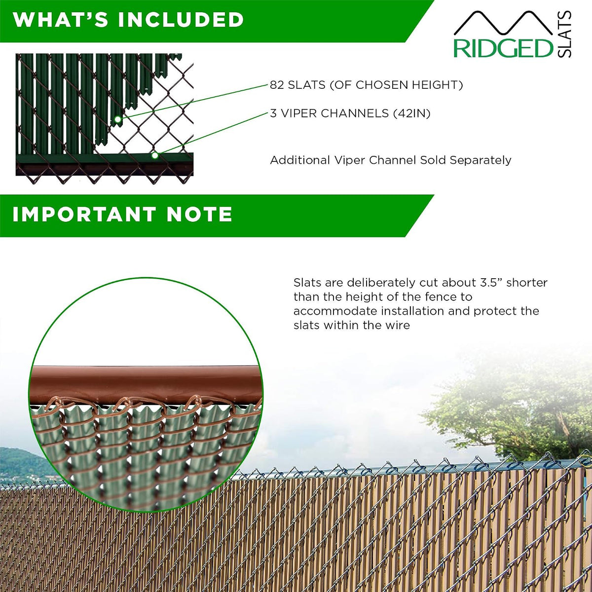 Proudly Made in The USA! - Ridged Slat Single Wall Bottom Locking Slat Depot Privacy Slat for 3', 4', 5', 6', 7' and 8' Chain Link Fence (4ft, Brown)