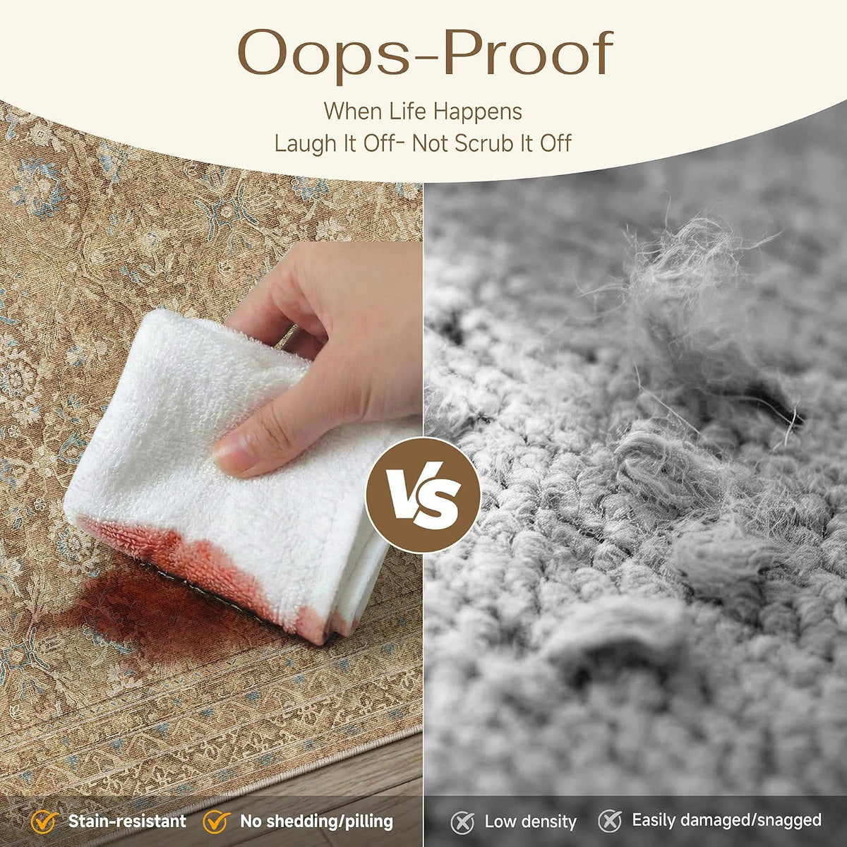 HUGEAR 6x9 Area Rugs Red Brown Washable Rug
