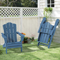 KINGYES Folding Adirondack Chair, All-Weather HDPE Material, Navy, 2 Pack