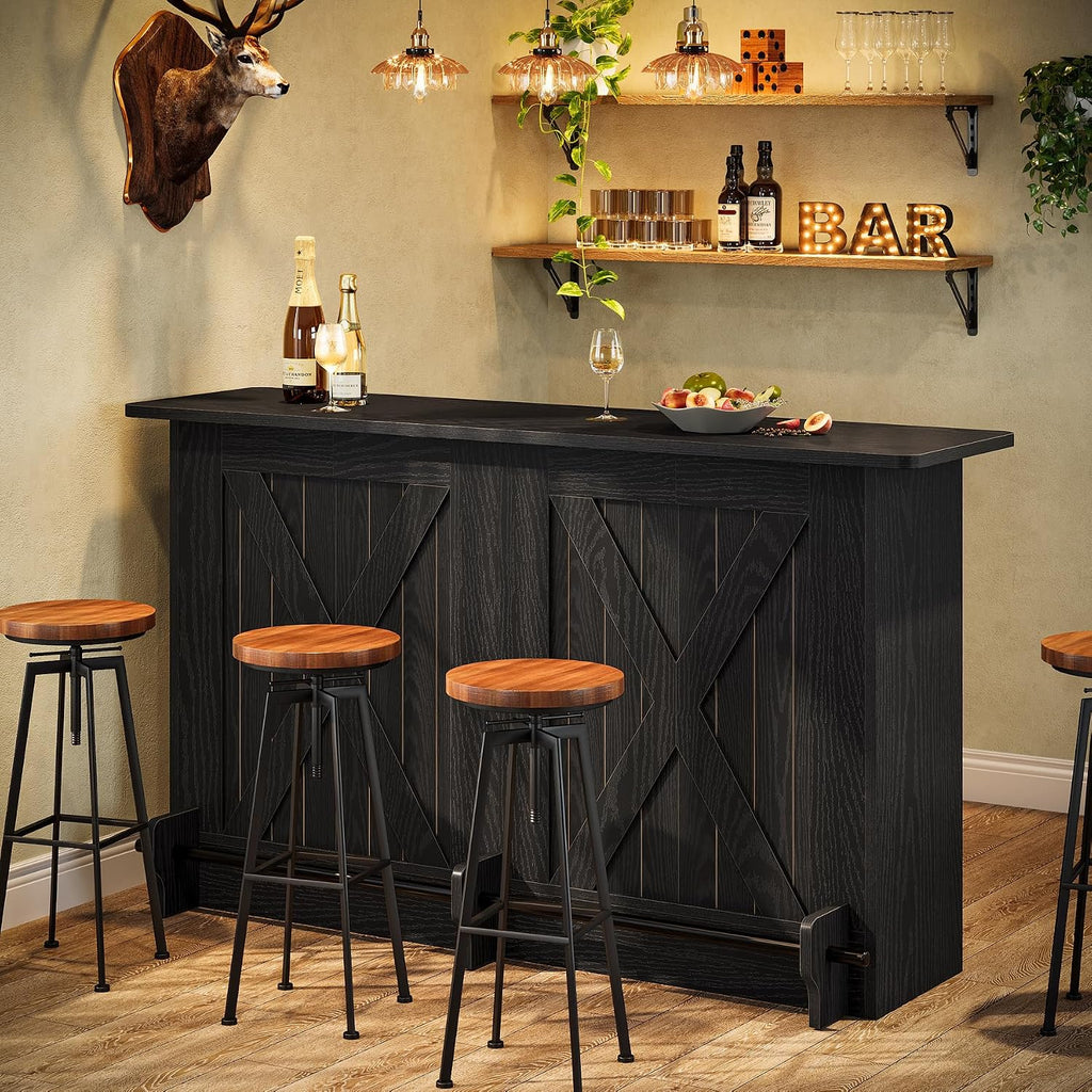 Tribesigns 63'' Bar Table, 2-Tier Bar Cabinet Pub Table with Footrest