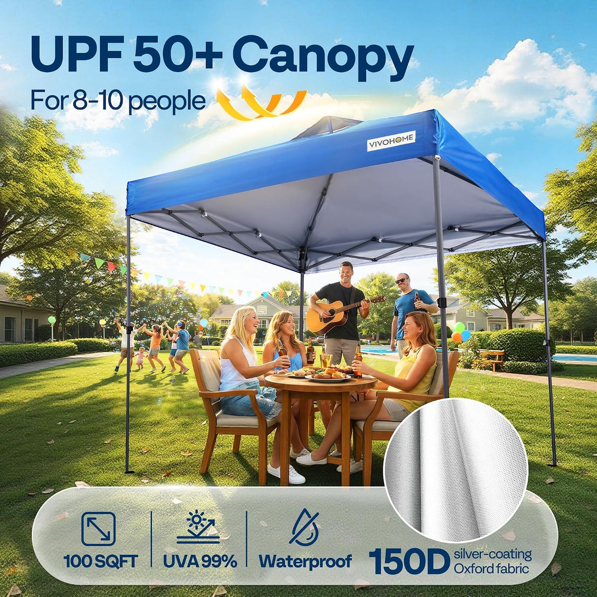 VIVOHOME 10x10ft Pop Up Canopy Tent One Push Setup