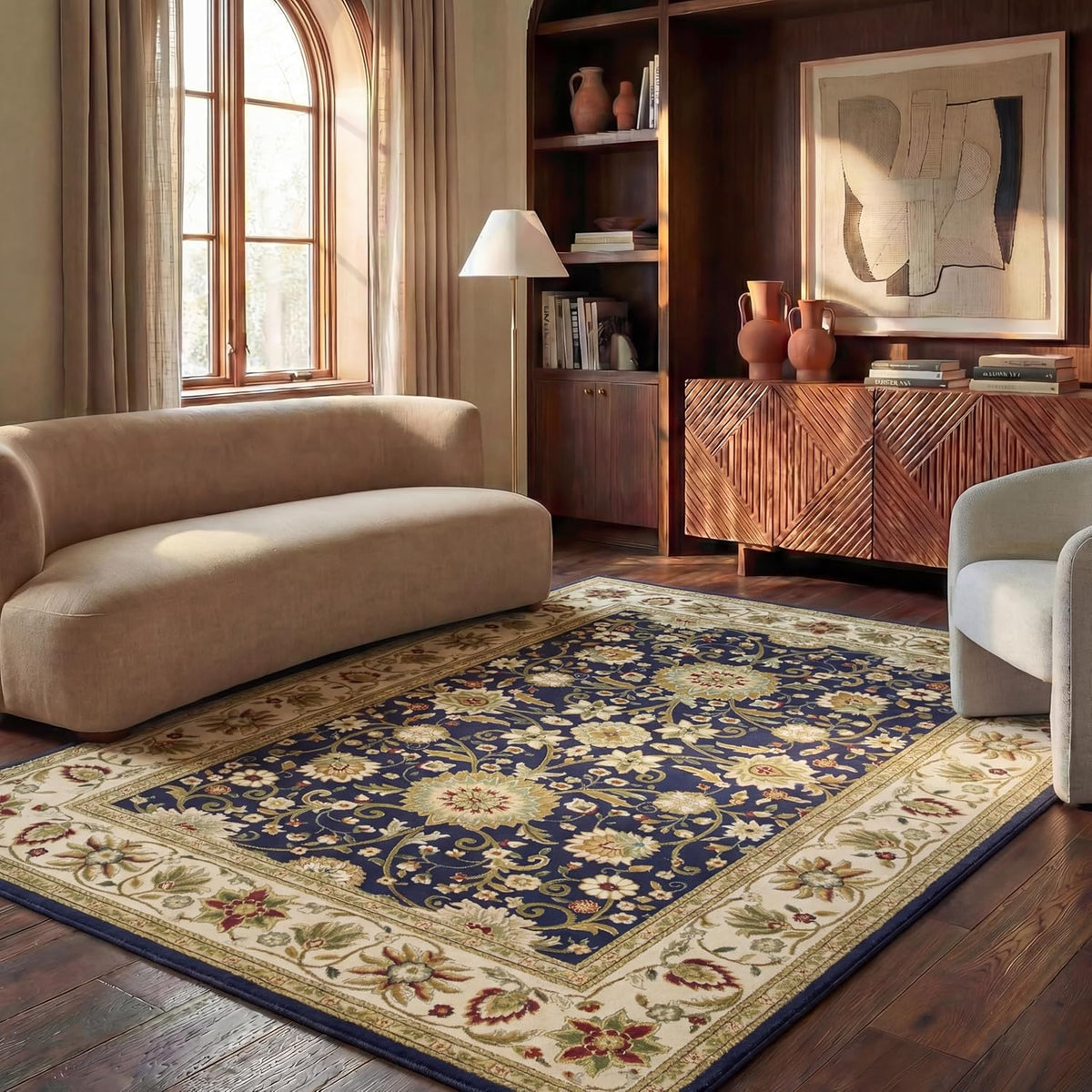 SAFAVIEH Lyndhurst Area Rug 9x12 Large, Black & Ivory LNH212A