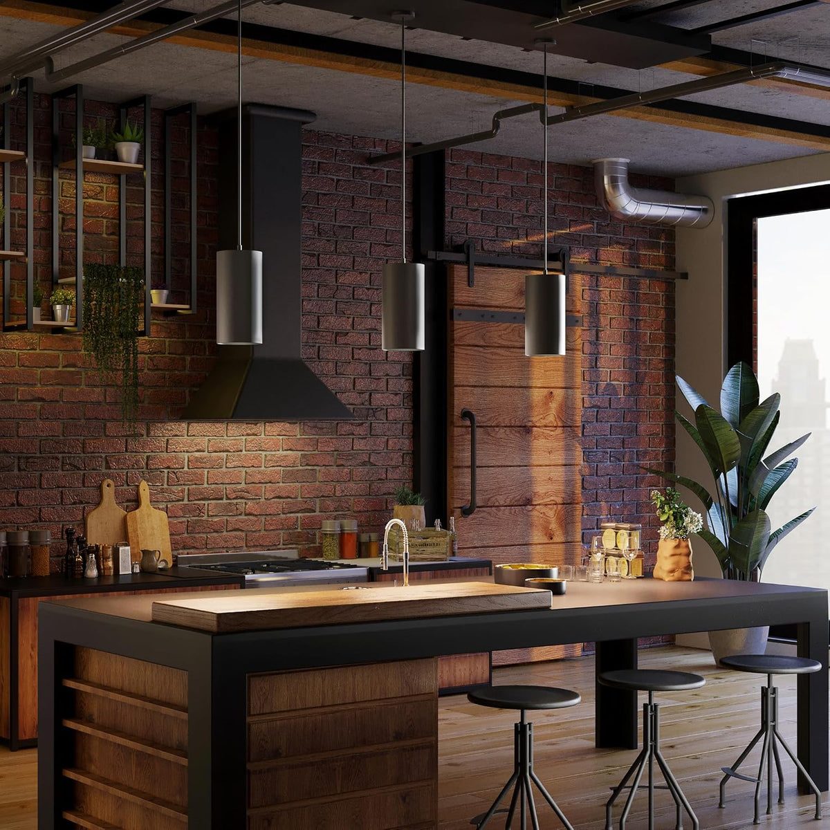 Progress Lighting Cylinder Outdoor Pendant Light, Black