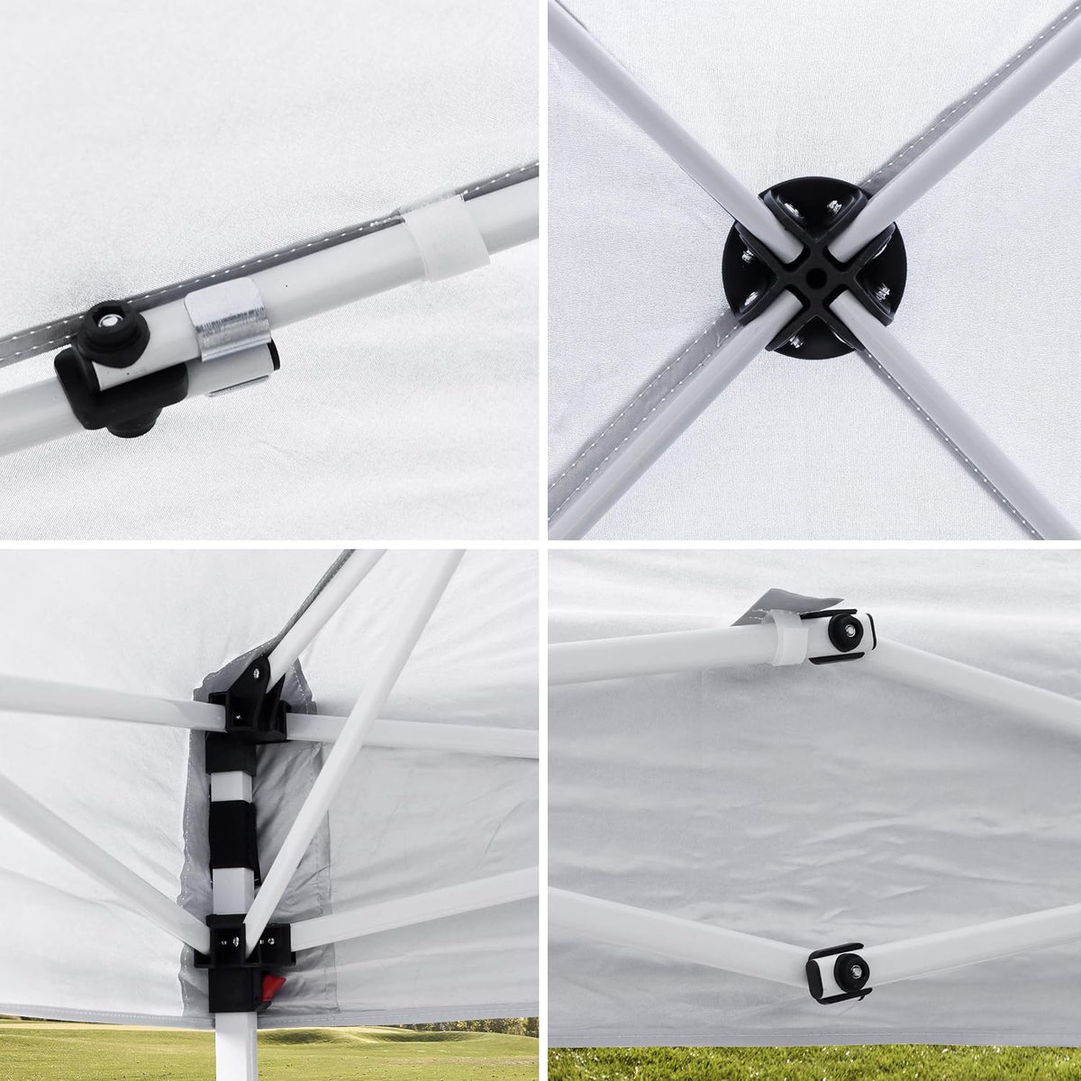 10 x 10 FT Pop Up Canopy Tent - Instant Outdoor Canopy with Wheeled Carry Bag, 4 Ropes, Straight Legs, Stakes,Height Adjustable Outdoor Tent Sun Protection Beach Shelter, White