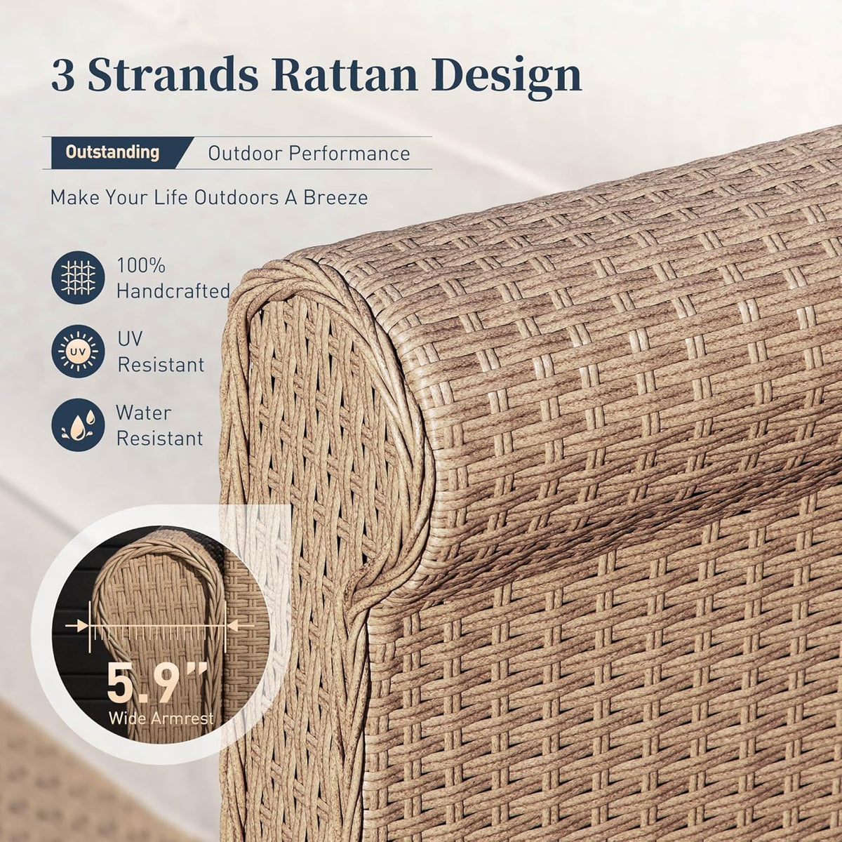 SUNSHINE VALLEY, 6 Piece, 5-Seats, Wicker, Patio Conversation Set, Beige