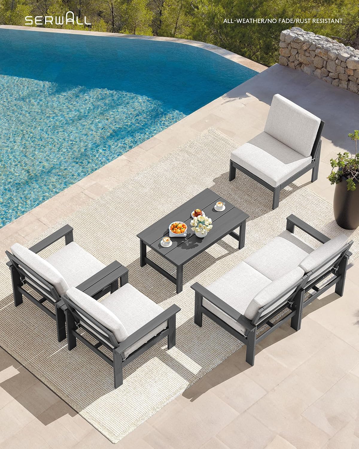 SERWALL HDPE Outdoor Patio Furniture Set Outdoor Couch