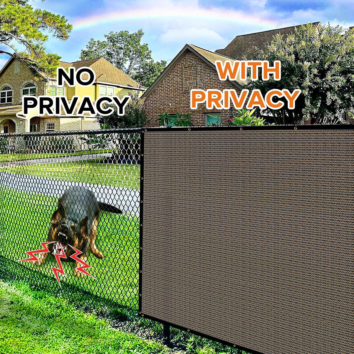 5ftx50ft Fence Privacy Screen Heavy Duty 170 GSM Windscreen & Dustproof Fabric Privacy Screen Covering Mesh Fencing for Outdoor Patio, Balcony, Pool Deck, Brown