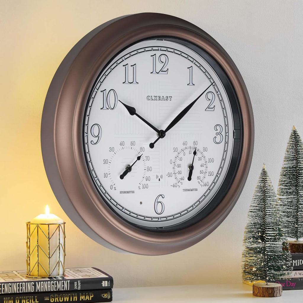 CLXEAST 18" Illuminated Outdoor Atomic Analog Clocks Waterproof,IP65 Rating