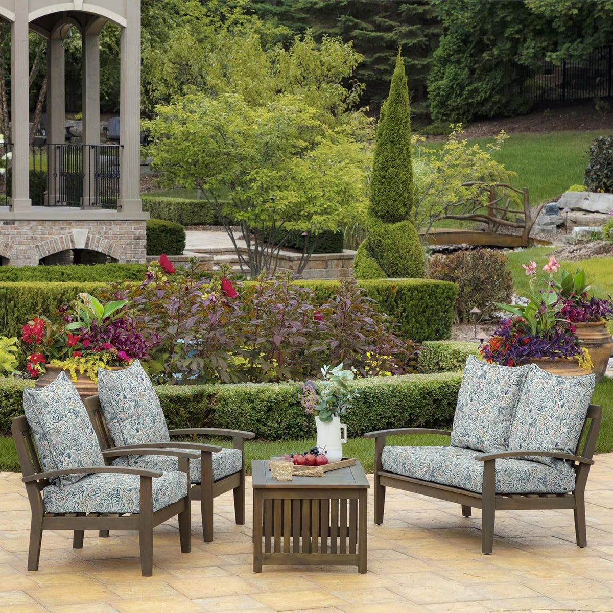 Arden Outdoor Deep Seat Cushion Set, 2-Pack, 22x24, Pistachio Botanical