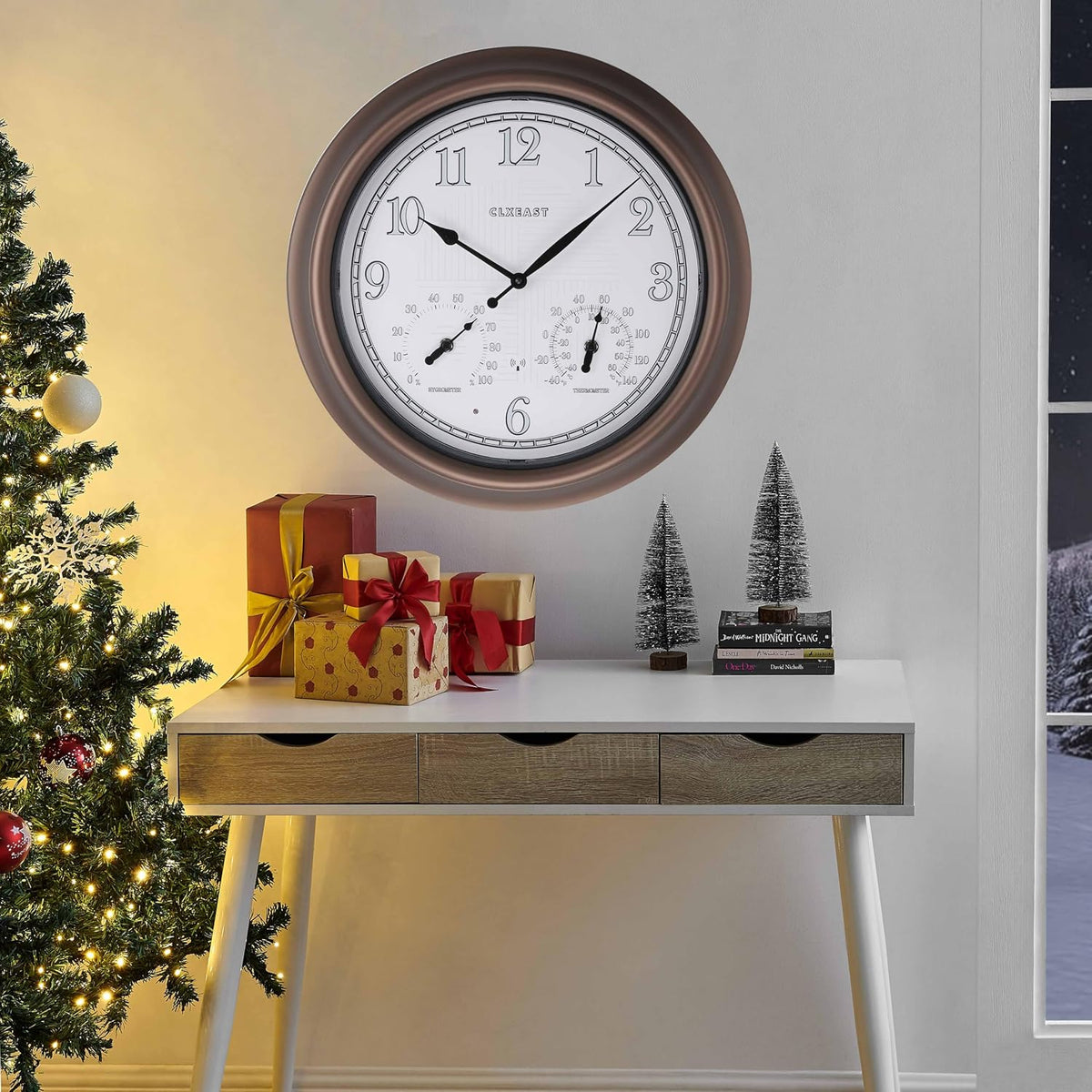 CLXEAST 18" Illuminated Outdoor Atomic Analog Clocks Waterproof,IP65 Rating