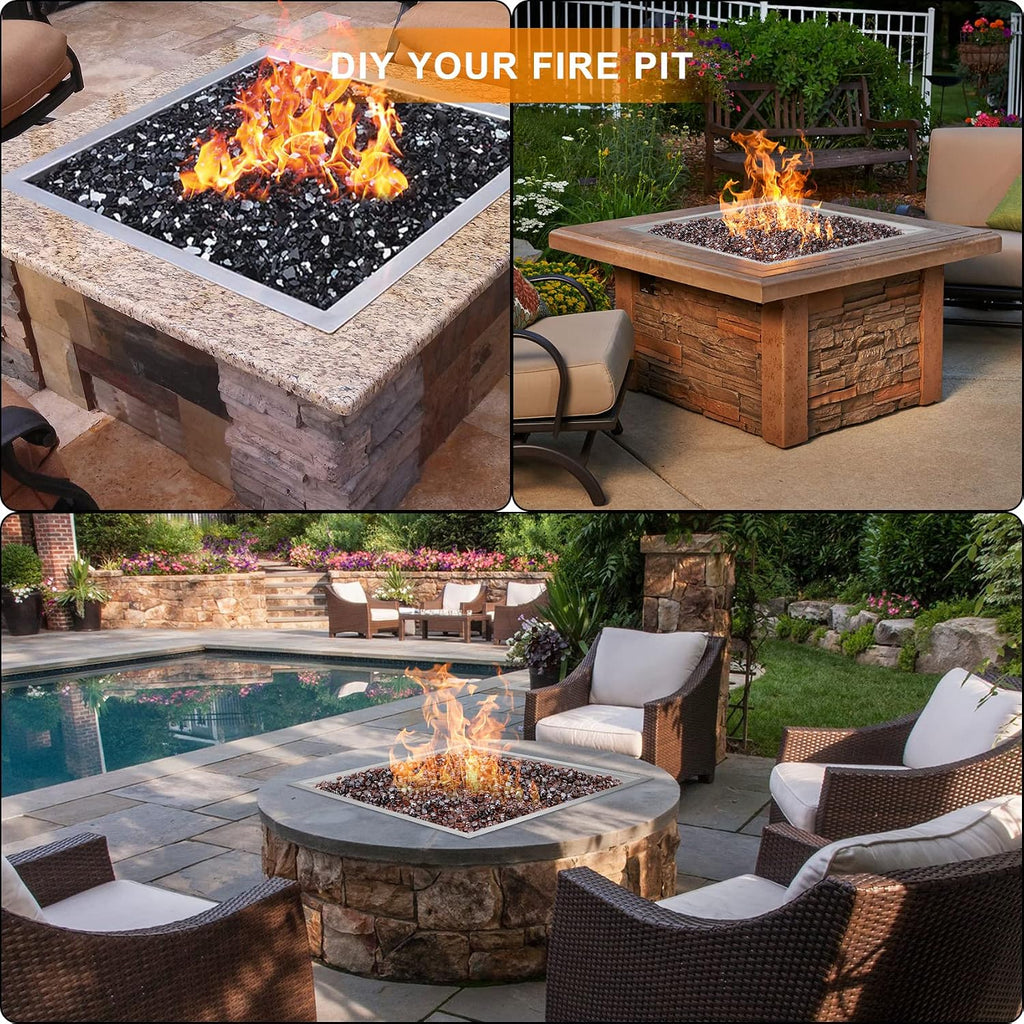 onlyfire 30" Square Fire Pit Flat Pan with Burner Ring, 296,000 BTU