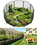 3-Layer Garden Fence with Gate 10 Panel 32in H×23ft L