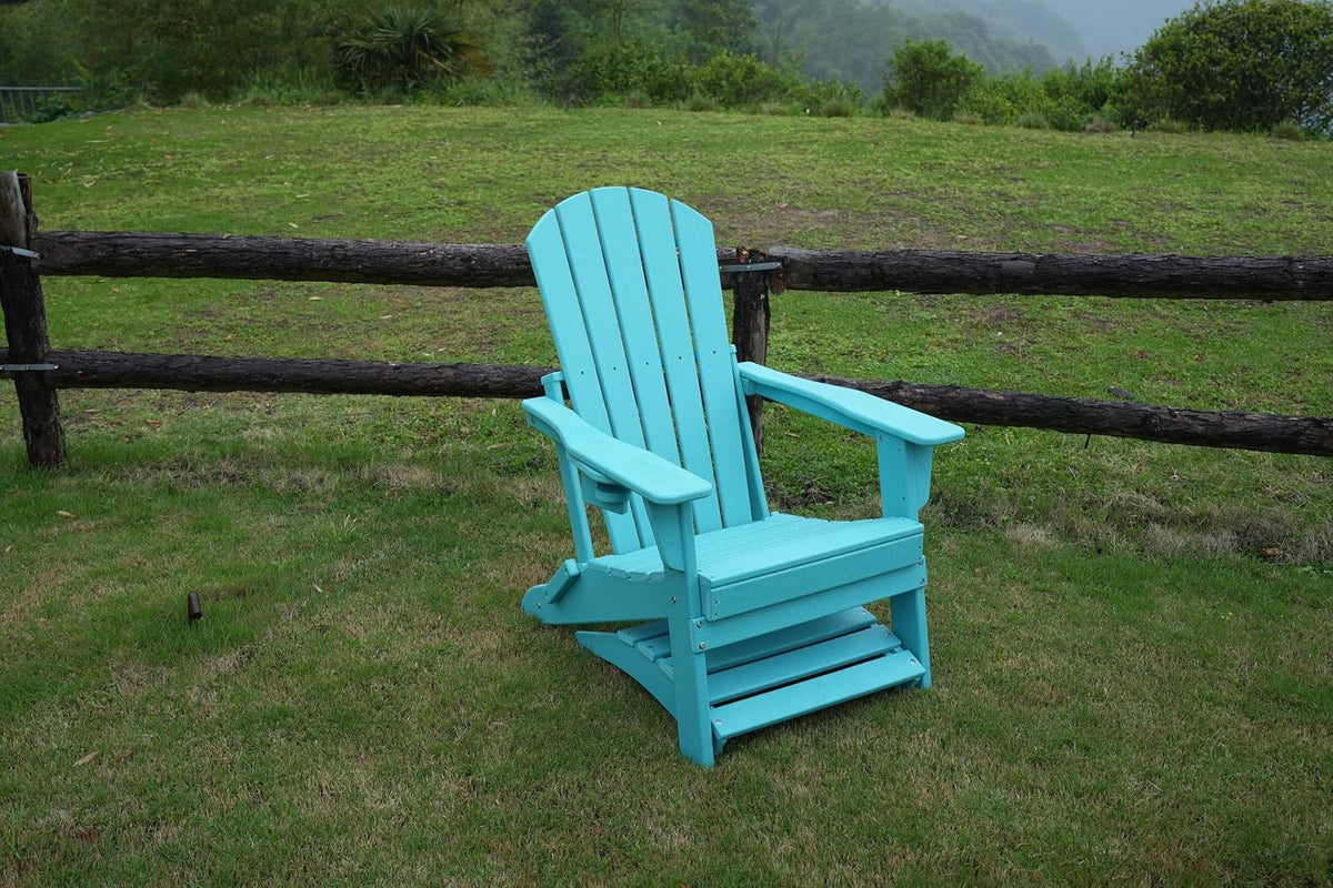 nevilywood HDPE Folding Ottoman, Adirondack Chair Footrest, Aruba Blue