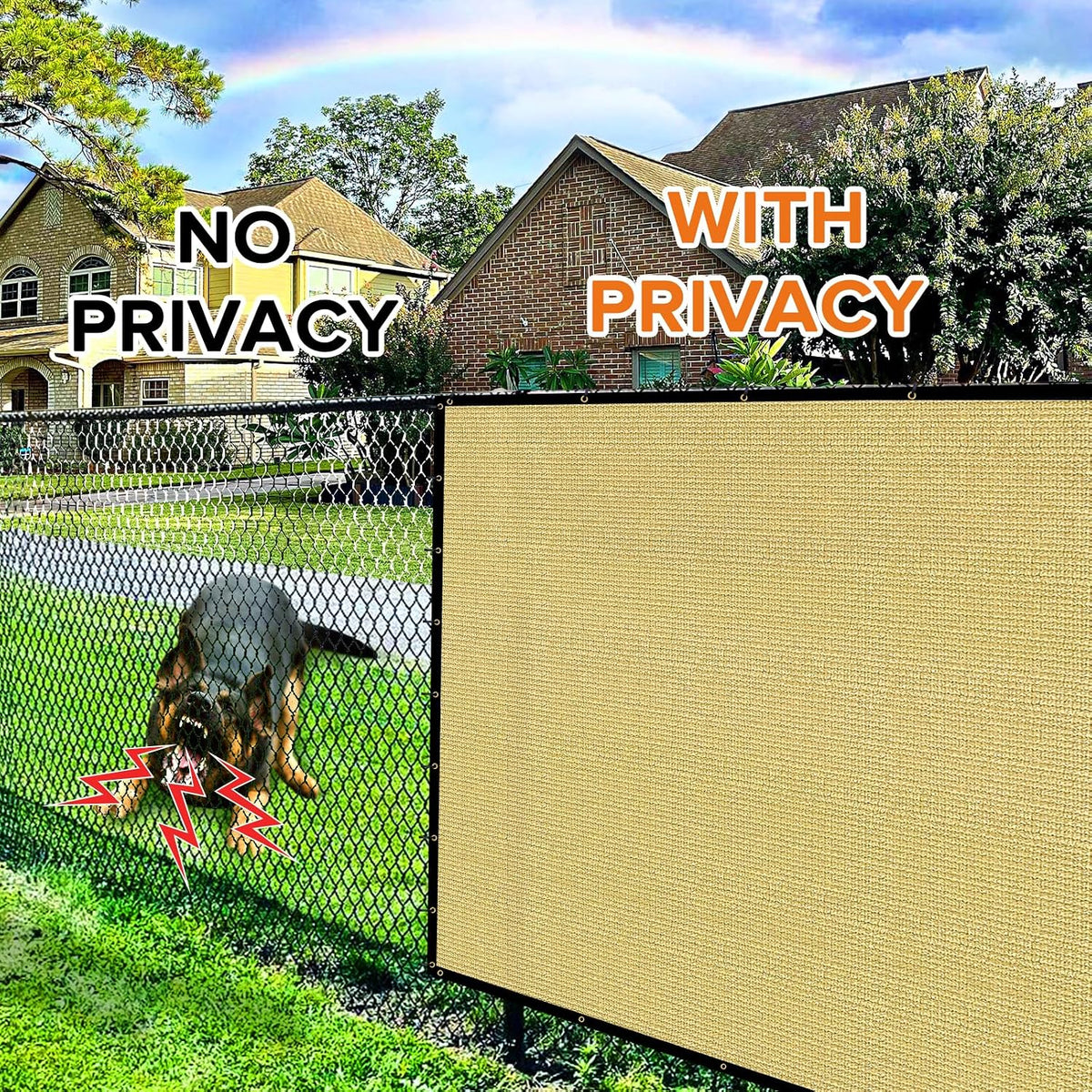 4ftx50ft Fence Privacy Screen Heavy Duty 170 GSM Windscreen & Dustproof Fabric Privacy Screen Covering Mesh Fencing for Outdoor Patio, Balcony, Pool Deck, Sand
