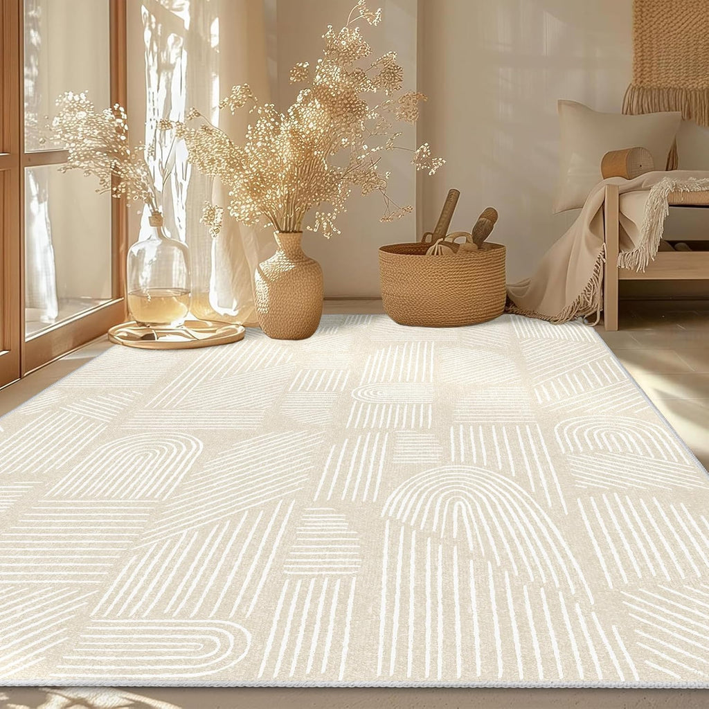 MUJOO 5x7 Area Rugs Washable Low Pile Non Slip Mid Century Modern Large