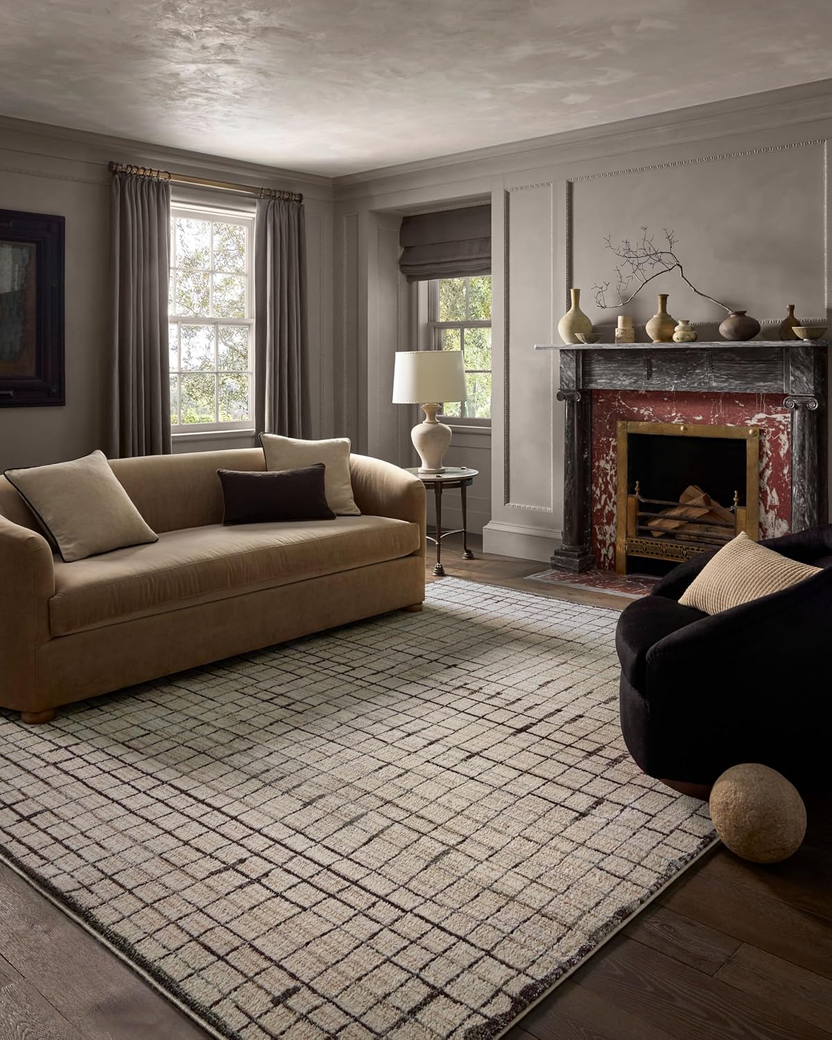 Loloi Jeremiah Brent Bleecker Ivory/Charcoal 6'-7" x 9'-3" Area Rug