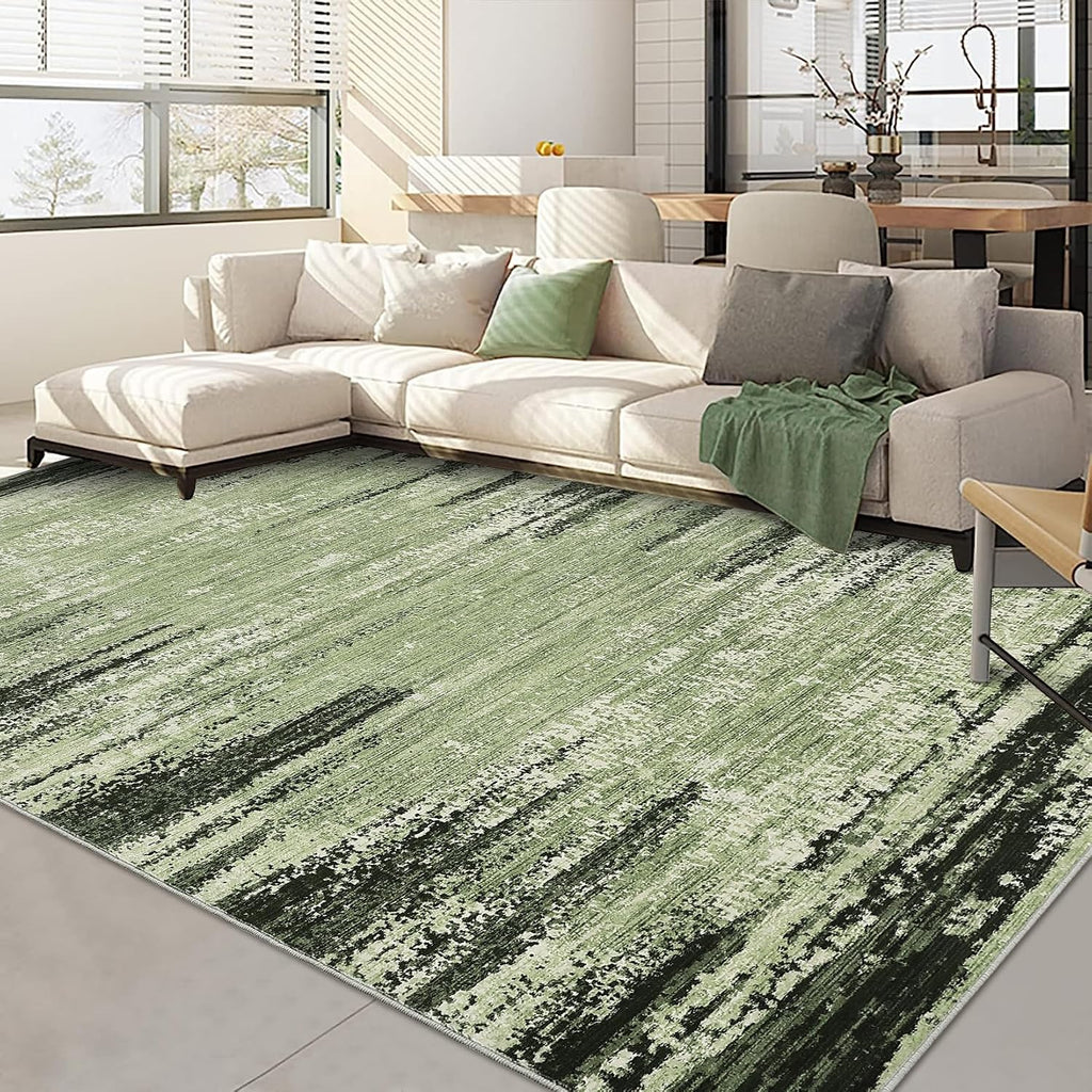 Garvee 8x10 Rugs for Living Room Modern Abstract Striped Rug, Green