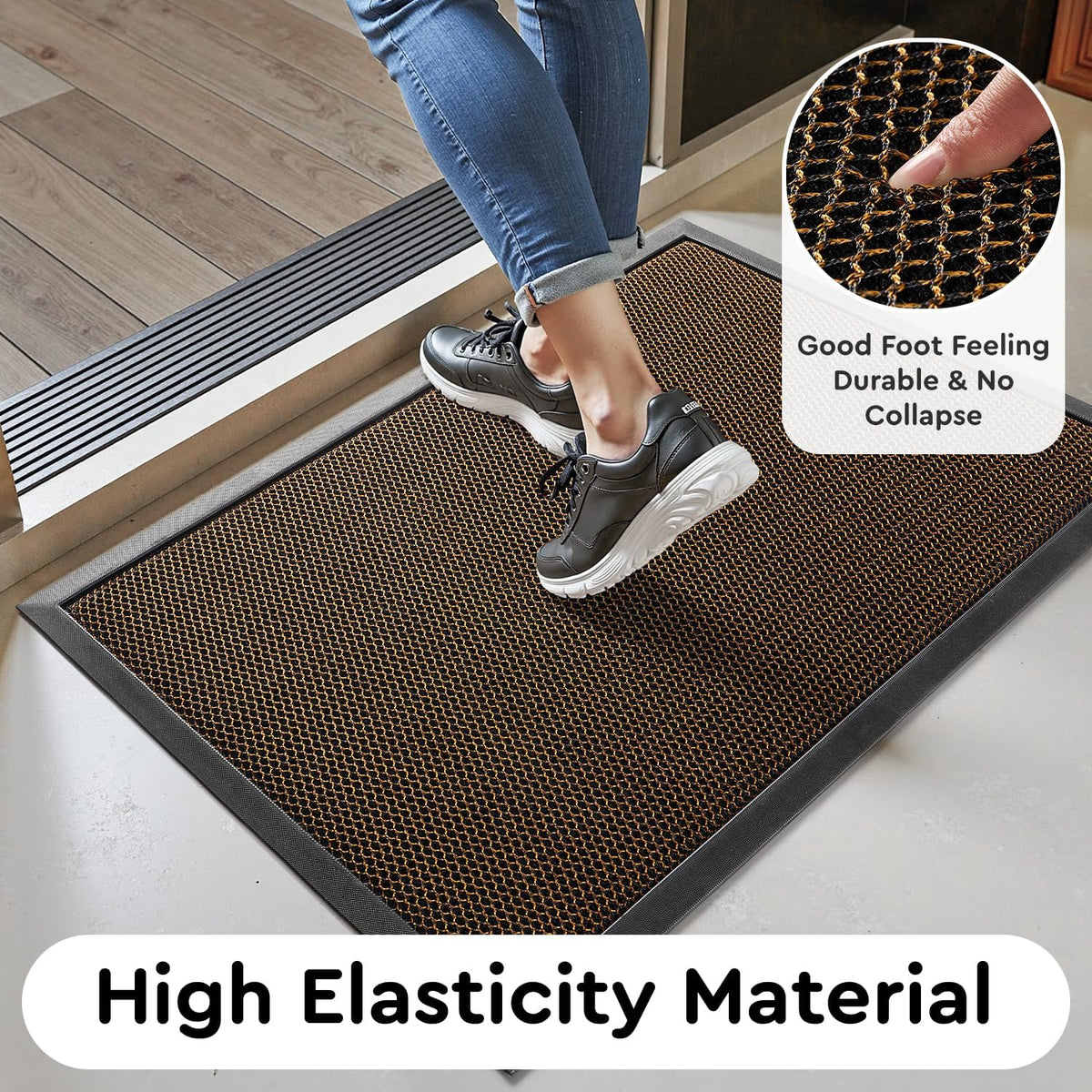 Front Door-Mat Outside Entrance 24"x36" Doormat Non Slip Dirt Trapper Brown