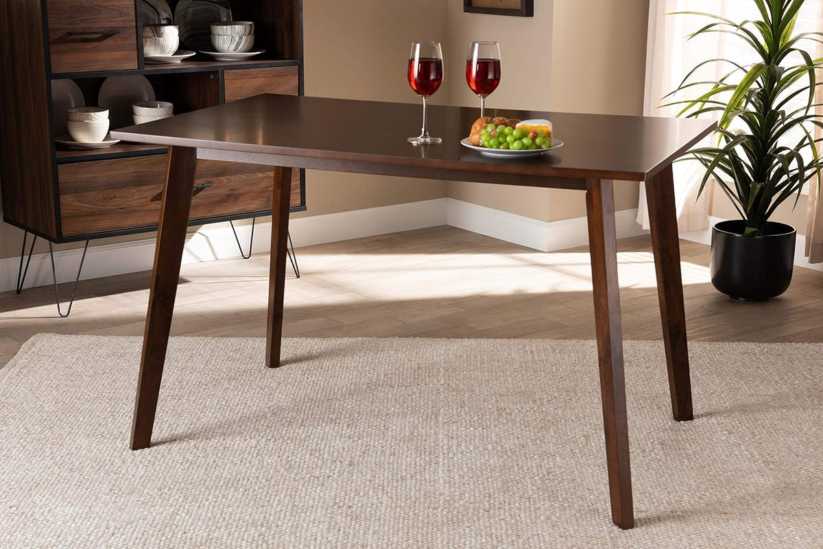 baxton studio dining tables, walnut shown in use