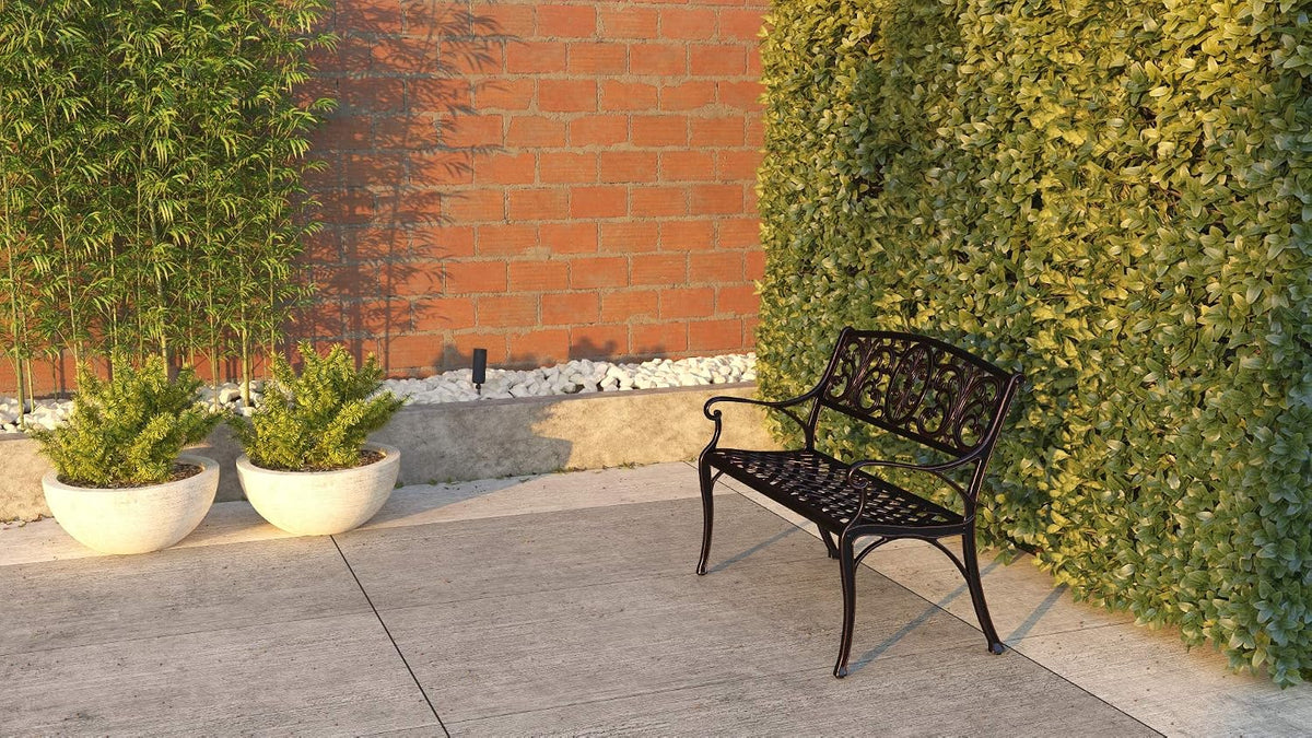 Patio Sense Decatur Rust-Resistant Cast Aluminum Bench, Antique Bronze
