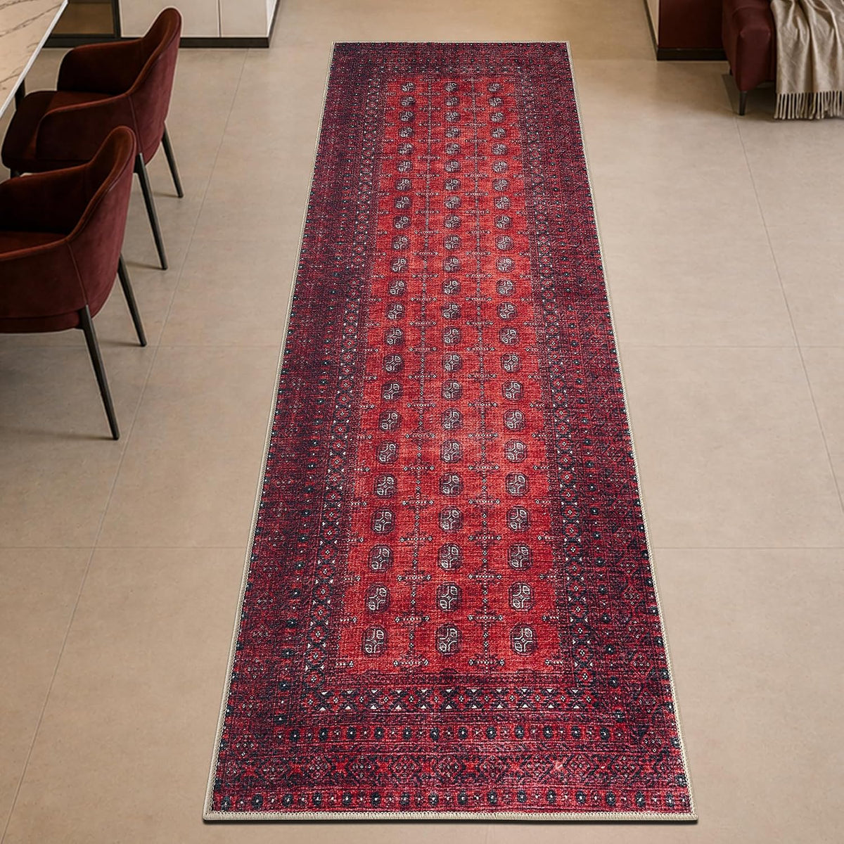 Keen Home Design Vintage Washable Runner Rug, Non-Slip Low Pile, 2x7