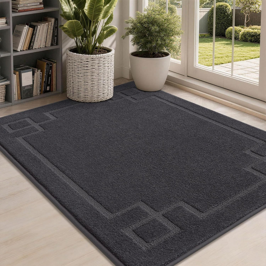 BEQHAUSE Door Mat 32" x 48", Non-Slip Door Mats Indoor Washable, Dark Grey