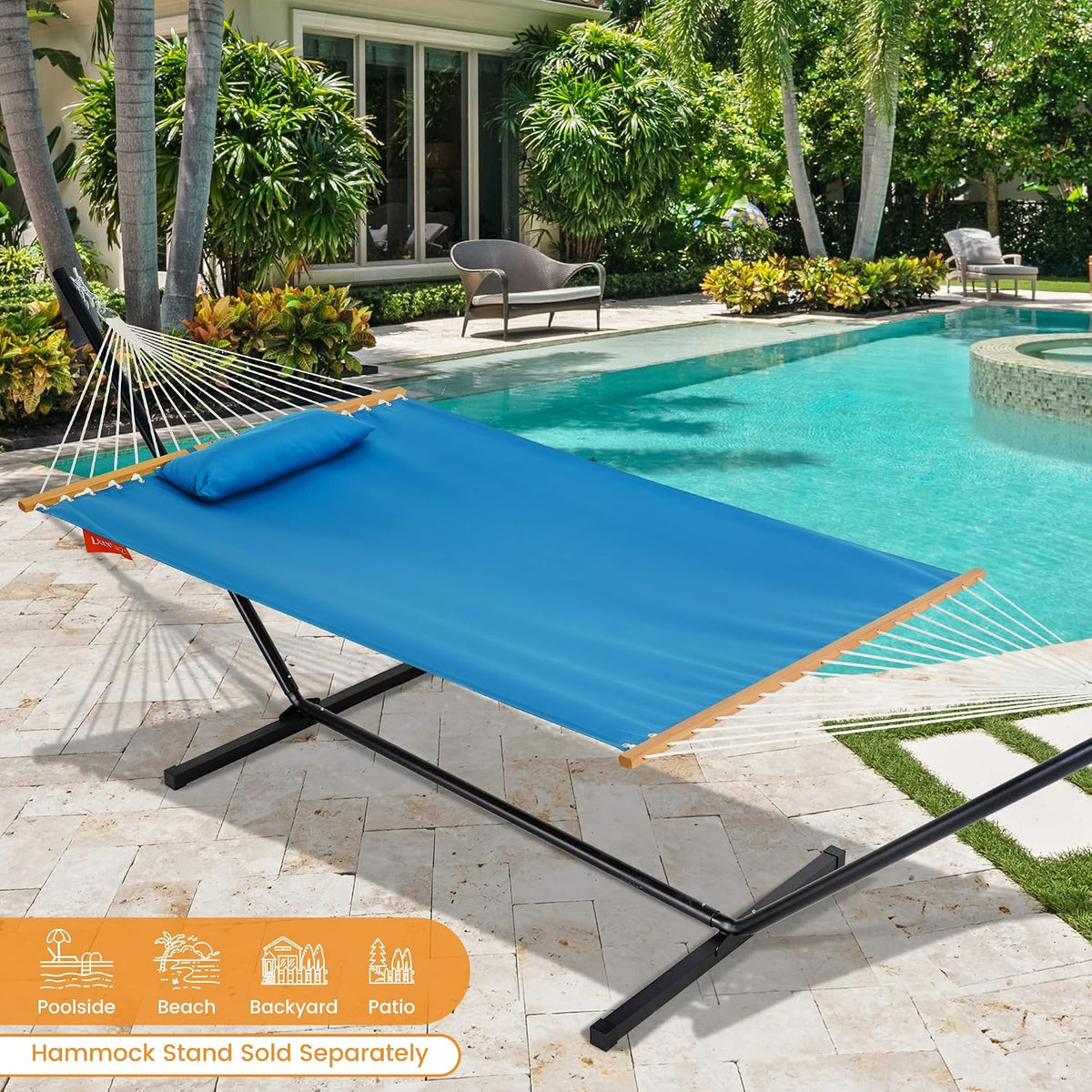 Lazy Daze 12 FT Sunbrella Fabric Hammock, Non-Fading Double Outdoor Hammock