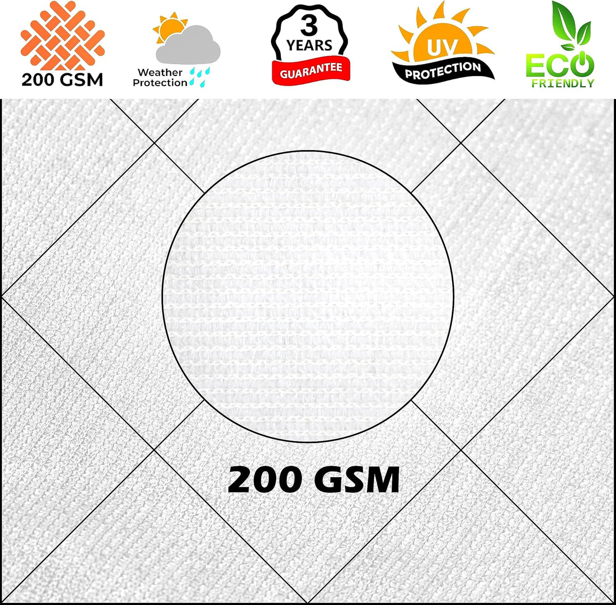 Royal Shade 1 6' x 1 6' x 1 6' White Triangle Sun Shade Sail for Patio