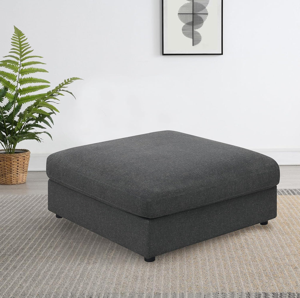 Coaster Home Furnishings - Serene - Fabric - Upholstered Square Ottoman with Tufted Top, Soft Contours and Modular Design for Seating - Living Room - 41-Inch - Charcoal - 551326