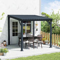 Domi 8' x 8' Lean to Gazebo Outdoor Wall Mounted Gazebo Pergola, Grey