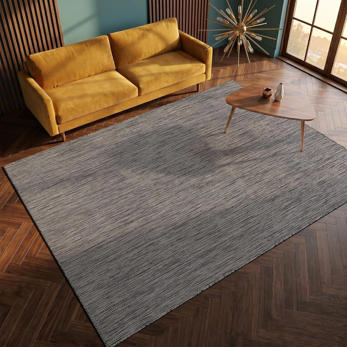 Outdoor Rug 8x10 Gray Washable Outside Rugs for Patios Porches Solid Modern Waterproof Durable Non-Shedding, Easy-to Clean Deck Balcony Indoor Outdoor Carpet (8 x 10 Gray)