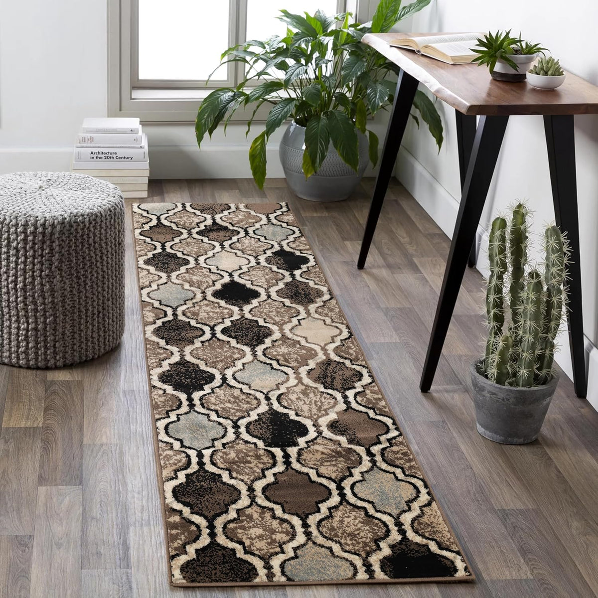 SUPERIOR Indoor Runner Rugs, Modern Area Rug, 2'7"x10', Ivory Z